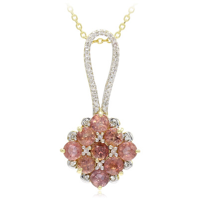 Nicht erhitzter Padparadscha-Saphir-Goldhalskette (AMAYANI)