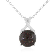 Roter Äthiopischer Matrix-Opal-Silberhalskette