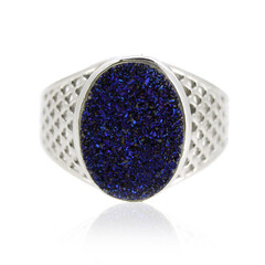 Cobaltblauer Glitzer-Achat-Silberring