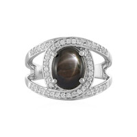 Schwarzer Stern-Saphir-Silberring