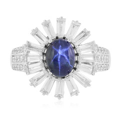 Blauer Stern-Saphir-Silberring