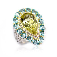 Ouro Verde-Quarz-Silberring (Dallas Prince Designs)