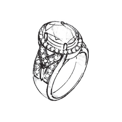 Ring mit Edelstein in einer Krappenfassung
