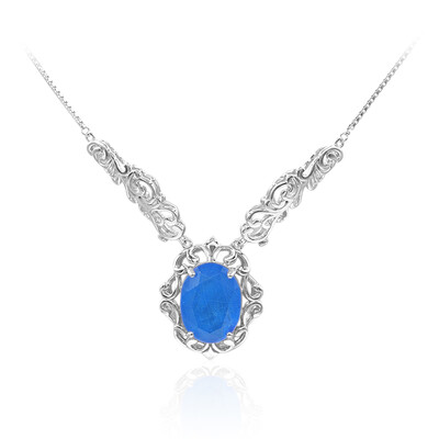 Azurblauer Quarz-Silbercollier