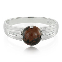 Mahagoni-Obsidian-Herren-Silberring