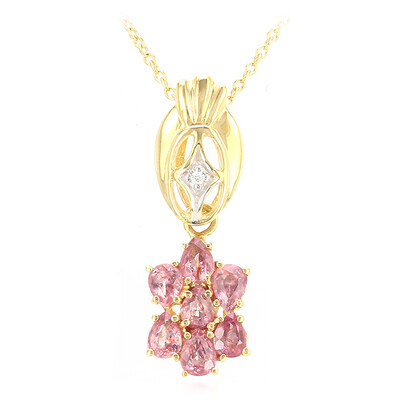 Nicht erhitzter Padparadscha-Saphir-Goldhalskette (AMAYANI)
