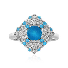 Neonblauer Apatit-Silberring