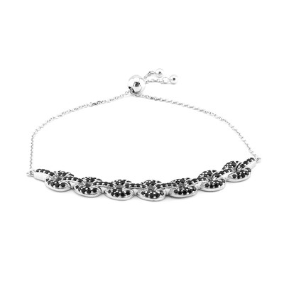 Schwarzer Spinell-Silberarmband