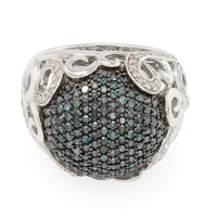 Blauer Diamant-Silberring