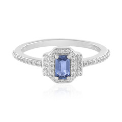 Nicht erhitzter Blauer Ceylon-Saphir-Silberring