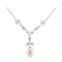 Weiße Süßwasserzuchtperlen-Silbercollier