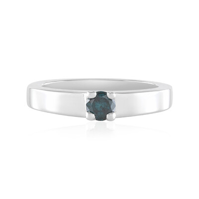 Blauer I2 Diamant-Silberring