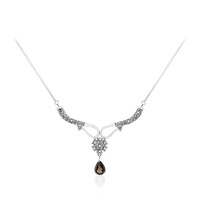 Rauchquarz-Silbercollier