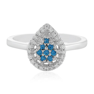 Blauer Zirkon-Silberring