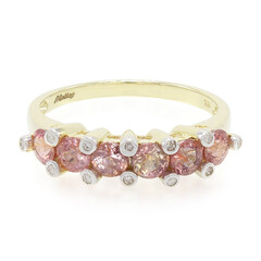 Nicht erhitzter Padparadscha-Saphir-Goldring