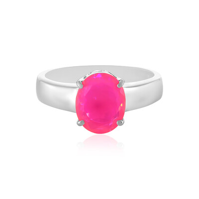 Äthiopischer Pinkfarbener Opal-Silberring