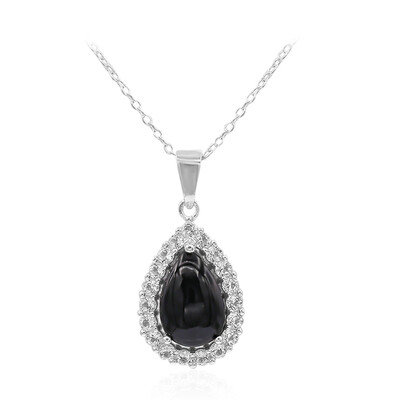 Schwarzer Onyx-Silberhalskette