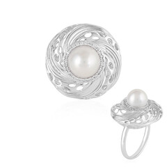 Weiße Süßwasserzuchtperlen-Goldring (Ornaments by de Melo)