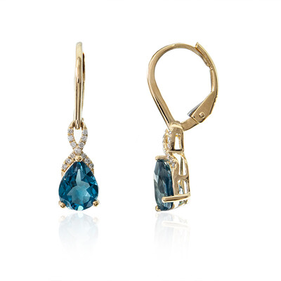 Londonblauer Topas-Goldohrringe