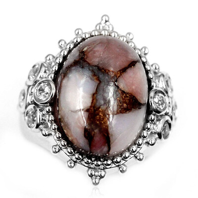 Pinkfarbener Opal-Mosaik-Silberring (Dallas Prince Designs)