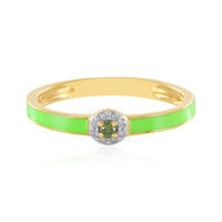 Grüner I4 Diamant-Silberring