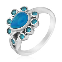 Neonblauer Opal-Silberring