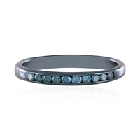 Blauer I2 Brillant-Silberring