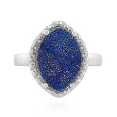 Cobaltblauer Glitzer-Achat-Silberring