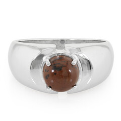 Mahagoni-Obsidian-Herren-Silberring