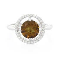 Cognac-Quarz-Silberring