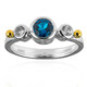 Londonblauer Topas-Silberring mit Gold (Granulieren)