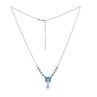 Blauer Chalzedon-Silbercollier