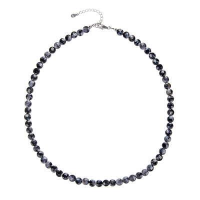 Merlinit-Gabbro-Silberhalskette