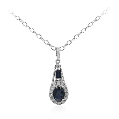 Blauer Ceylon-Saphir-Goldhalskette