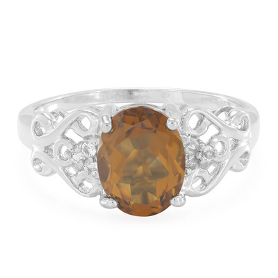 Cognac-Quarz-Silberring