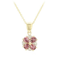 Nicht erhitzter Padparadscha-Saphir-Goldhalskette
