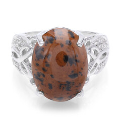 Mahagoni-Obsidian-Silberring