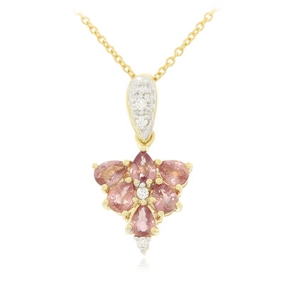 Nicht erhitzter Padparadscha-Saphir-Goldhalskette (AMAYANI)
