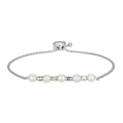Weiße Süßwasserzuchtperlen-Silberarmband