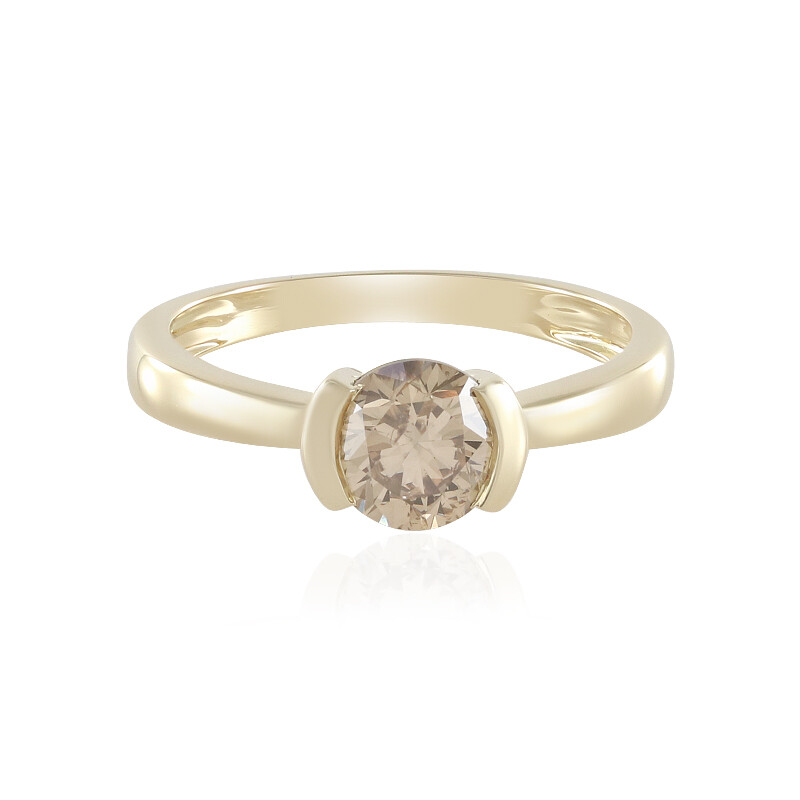 0 93ct Champagner Brillant Diamant 14K Gold Ring