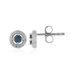 Blauer I3 Diamant-Silberohrringe