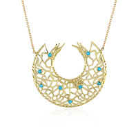 Neonblauer Apatit-Goldcollier (Ornaments by de Melo)