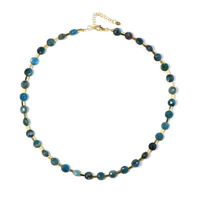 Neonblauer Apatit-Silberhalskette