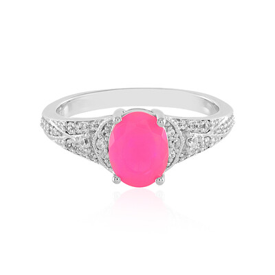 Äthiopischer Pinkfarbener Opal-Silberring