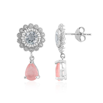 Pinkfarbener Pastell-Quarz-Silberohrringe