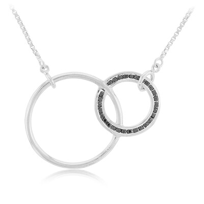 Schwarzer Spinell-Silbercollier