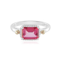 Pinkfarbener Topas-Silberring mit Gold (Granulieren)