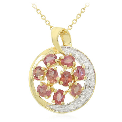 Nicht erhitzter Padparadscha-Saphir-Goldhalskette (AMAYANI)