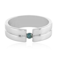 Blauer I3 Brillant-Silberring