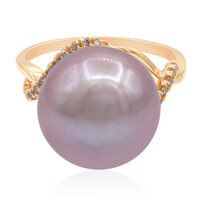 Pinkfarbene Ming-Perlen-Goldring (TPC)